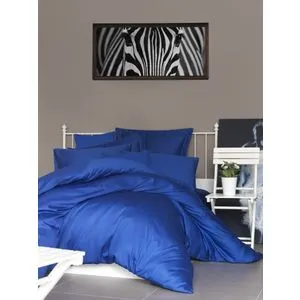 De Dark Blue Dark Blue Satin Double XL Fitted Sheet (FR) (IT) (ES) (DE)