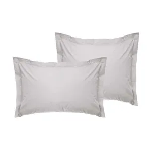 De Light Grey Light Grey Oxford Satin Pillowcase Set (2 Pieces) (DE)