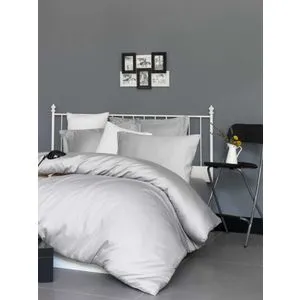 De Light Grey Light Grey Satin Super King Fitted Sheet (FR) (IT) (ES) (DE)