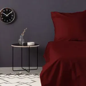 De Maroon Maroon Satin Single Quilt Cover Set (FR)
