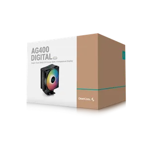 DeepCool AG400 DIGITAL ARGB 4xHeat Pipe, Real-TimeCPU Screen, 220W 120mm 2100rpm 76CFM, BK Intel/AMD