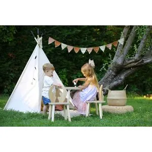 Deer Two Chair Set - Brown Brown Kid's Table Set