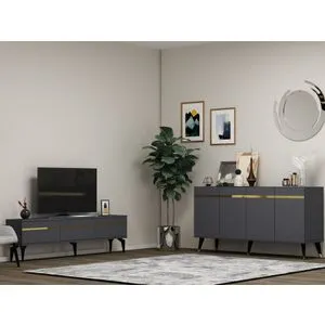 Defne - Anthracite, Gold Anthracite
Gold Living Room Furniture Set
