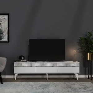 Defne - TV Stalak u Beloj i Srebrnoj Boji