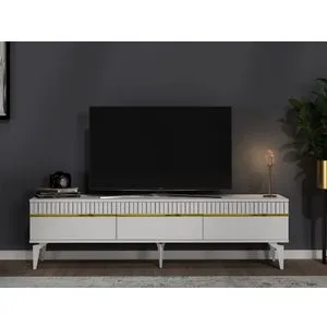 Defne - TV Stalak u Beloj i Zlatnoj Boji