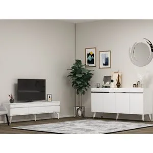 Defne - White, Silver White
Silver Living Room Furniture Set