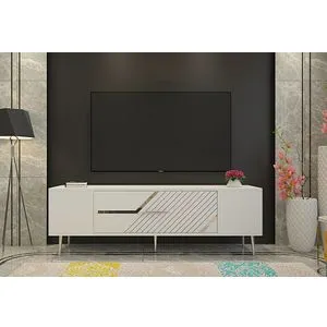 Dekolp5 - TV Stalak u Beloj i Srebrnoj Boji