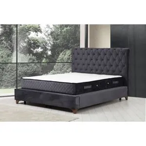 Deluxe Set 160 x 200 - Antracitni Dupli Madrac, Osnova i Uzglavlje