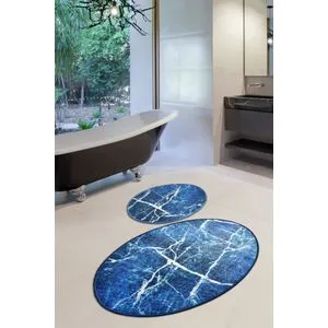 Denim Multicolor Bathmat Set (2 Pieces)