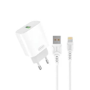DENMEN DC07L Punjač za mobilne 18W 3,6A Fast + Lightning kabl bela
