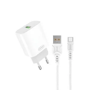 DENMEN DC07T Punjač za mobilne 18W Fast + Type C kabl bela