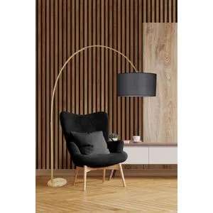 Deve Boynu Eskitme Lambader Silindir Hasır Siyah Abajurlu Black Floor Lamp