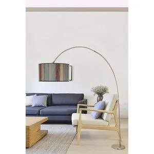 Deve Boynu Mat Krom Lambader Silindir Renkli Abajurlu Multicolor Floor Lamp