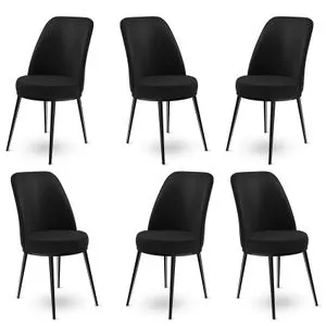 Dexa - Black Black Chair Set (6 Pieces)