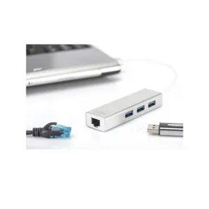 Digitus USB hub 4 3.0 porta + LAN adapter
