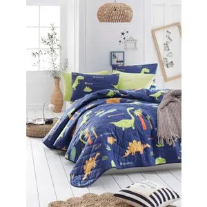 Dinolar - Dark Blue vPoly Dark Blue King Quilted Bedspread Set (FR)