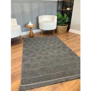 Dizayn Kare - Anthracite Anthracite Carpet (100 x 300)