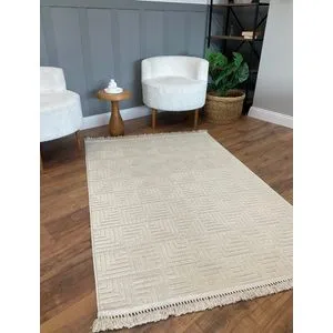 Dizayn Kare - Beige Beige Carpet (200 x 290)