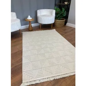 Dizayn Kare - Cream Cream Carpet (200 x 290)