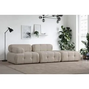 Doblo 3 Seater ( L1-O1-Pouffe) Cream Bouclette Cream 3-Seat Sofa