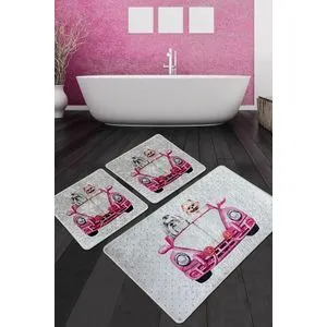Dogs Vosvos Djt Multicolor Bathmat Set (3 Pieces)