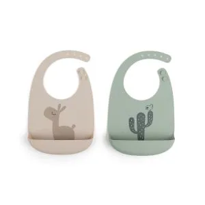 Done By Deer silikonska portikla lalee 2 kom, bež/zeleno