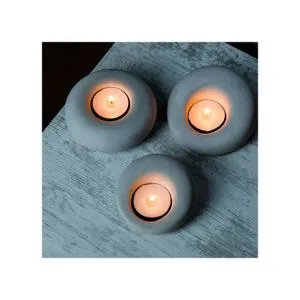 Donut 175 Grey Candlestick Set (3 Pieces)