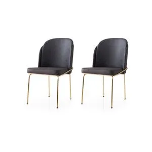 Dore - 128 V2 Gold 
Brown Chair Set (2 Pieces)