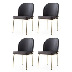 Dore - 128 V4 Gold 
Brown Chair Set (4 Pieces)