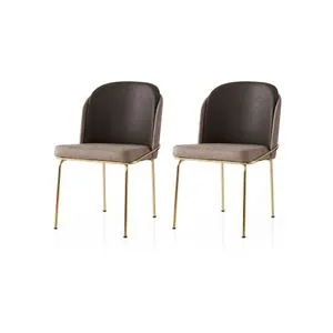 Dore - 129 V2 Gold 
Brown Chair Set (2 Pieces)