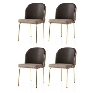 Dore - 129 V4 Gold 
Brown Chair Set (4 Pieces)