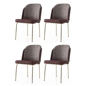 Dore - 130 V4 Gold 
Brown Chair Set (4 Pieces)