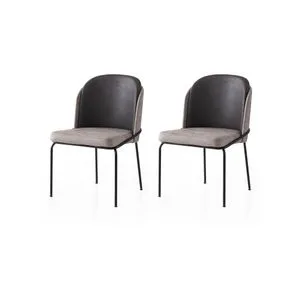 Dore - 196 V2 Gold
Black 
Grey Chair Set (2 Pieces)