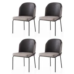Dore - 196 V4 Gold
Black 
Grey Chair Set (4 Pieces)