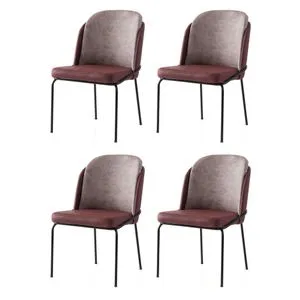 Dore - 197 V4 Gold Crvena Stolica Set (4 Komada)