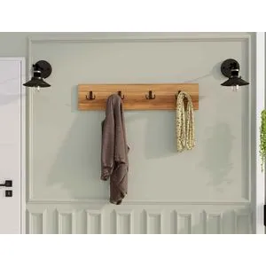 Dörtlü - Drveni zidni kukičasti držač