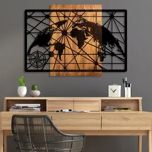 Drvena Mapa Sveta 5-L Orah Crna