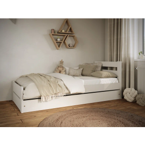 Drveni Dečiji Krevet Emil Sa Fiokom - Beli - 180X90 Cm