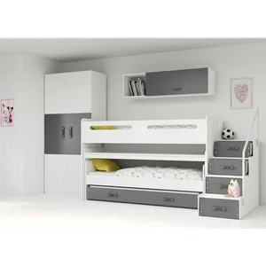 Drveni Dečiji Krevet Na Sprat Max 1 S Tri Kreveta 200x80 - Grafit