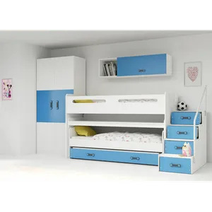 Drveni Dečiji Krevet Na Sprat Max 1 S Tri Kreveta 200X80 - Plavi