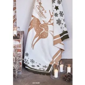 Ćebe COTTON Christmas 150x200 - 22152-B - Raindeer Gold