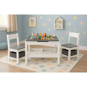 Eco Toys Dečiji set sto i 2 stolice sa tablom za pisanje White