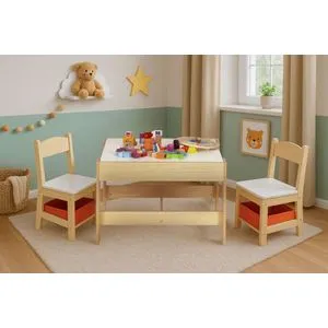 Eco Toys Dečiji set sto i 2 stolice sa tablom za pisanje Wood