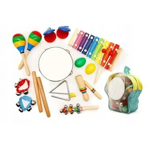 Eco Toys Drveni Muzički Instrumenti za Decu – Set od 10 Komada sa Rancem