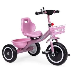Ecotoys Tricikl Sa Neklizajućim Rukohvatima, Zvoncem I Korpom, Pink