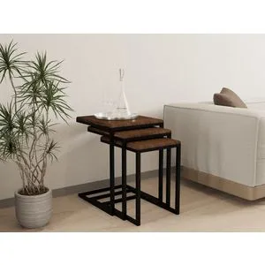 Ege - Walnut Walnut Nesting Table (3 Pieces)