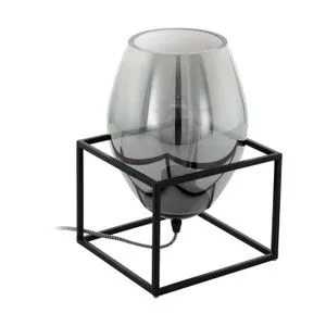 Eglo Olival 1 stona lampa/1, e27, crno/sivo staklo 