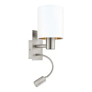 Eglo Pasteri zidna/2, e27, led 3,5w, nikl-mat, bela-bakar