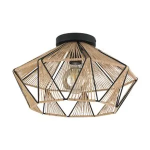EGLO Plafonjera ADWICKLE E27 45 cm crna/natur 43775