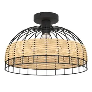 EGLO Plafonjera ANWICK E27 38 cm crna/ratan 43398